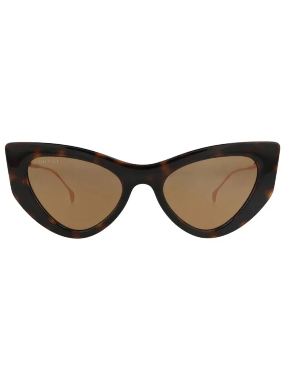 New Gucci Women's Sunglasses Cat Eye Injection Frame Havana Gold Brown
